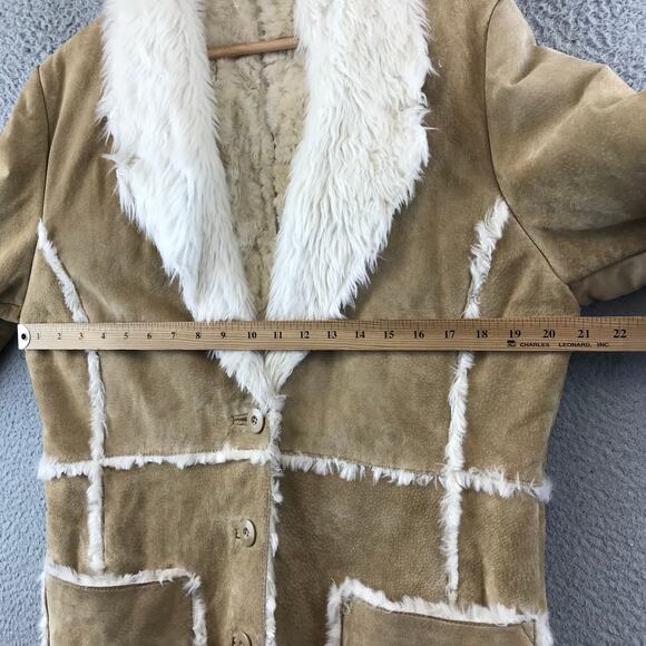 Wilsons Leather Maxima Tan Long Suede Jacket size S w/ faux fur Lining - Picture 8 of 13